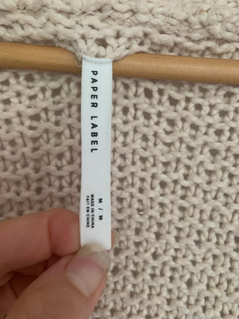 Paper Label 100% Cotton Chunky Knit Cardigan in Natural Beige, Medium - Picture 3 of 3